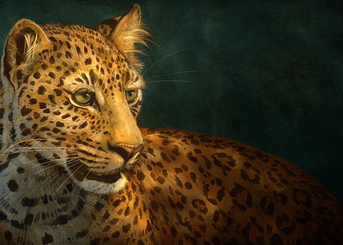 Leopard Greeting Card featuring the digital art Leopard by Aaron Blaise