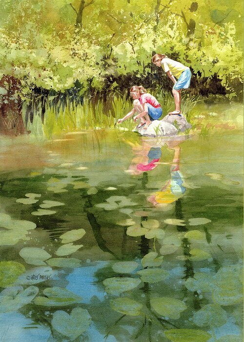 Kris Parins Greeting Card featuring the painting Lessons of the Lake by Kris Parins