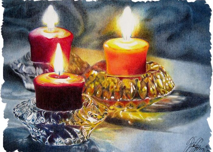Candle Greeting Card featuring the mixed media Let Your Light Shine by Tess Lee Miller