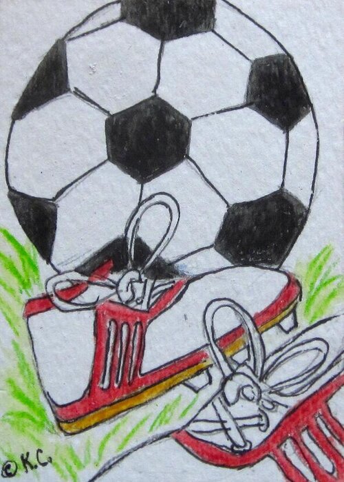 Soccer Greeting Card featuring the painting Let's Play Soccer by Kathy Marrs Chandler