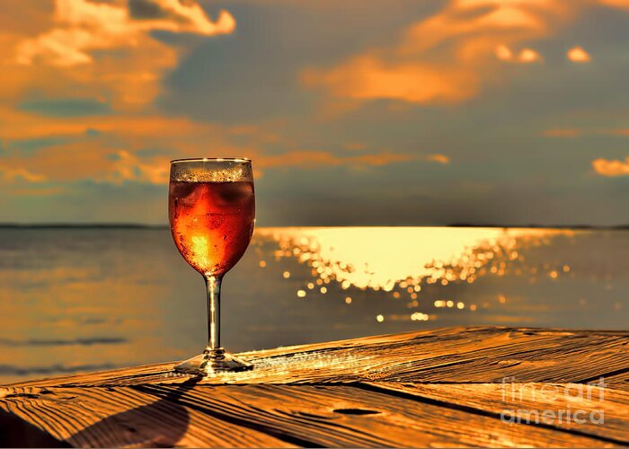 Tropical Sunset Greeting Card featuring the photograph Let's Share A Glass Of Sunset by Olga Hamilton
