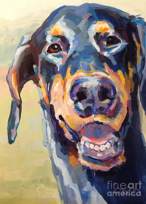 Doberman Greeting Card featuring the painting Lexi by Kimberly Santini