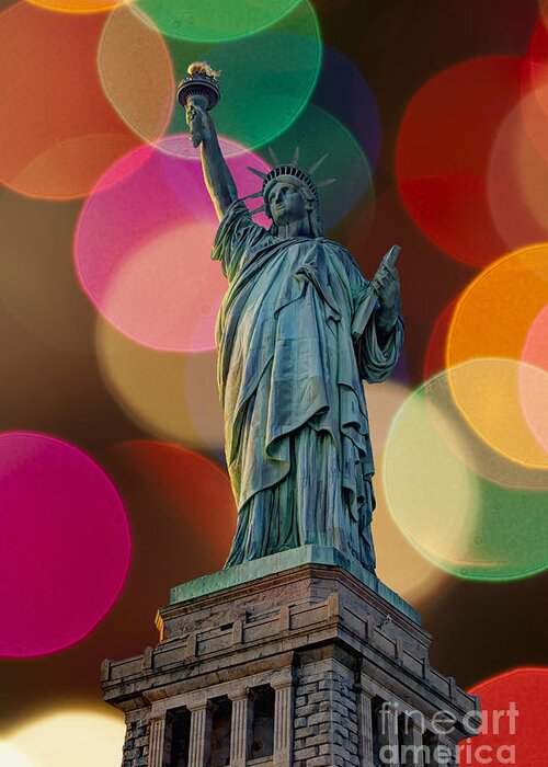 Statue Of Liberty Greeting Card featuring the photograph Liberty Bokeh by Steve Purnell