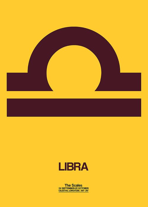 Libra Greeting Card featuring the digital art Libra Zodiac Sign Brown by Naxart Studio