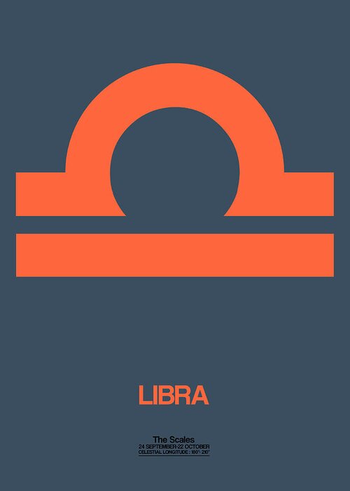 Libra Greeting Card featuring the digital art Libra Zodiac Sign Orange by Naxart Studio