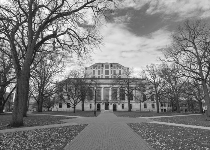 Ohio State University Greeting Card featuring the photograph Library Ohio State University Black and White by John McGraw