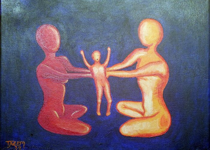 Mother Greeting Card featuring the painting Life Breath by TAZEM Art
