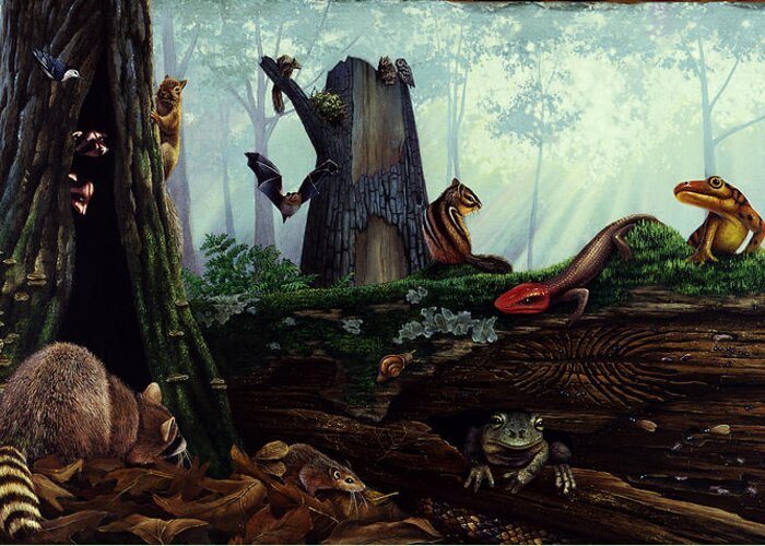 Illustration Greeting Card featuring the painting Life In A Dead Tree by Chase Studio