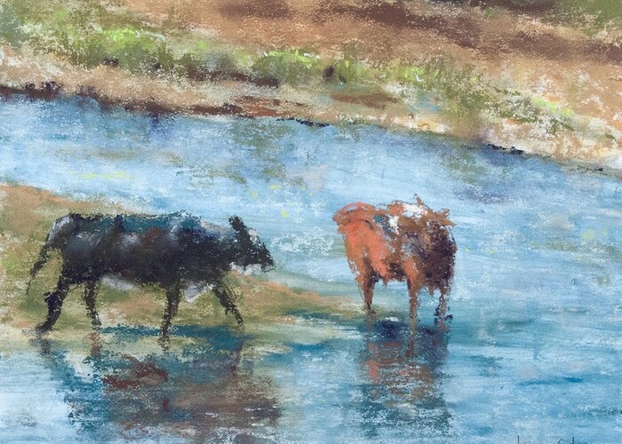 Cows Greeting Card featuring the painting Life on the Ranch by Jim Fronapfel