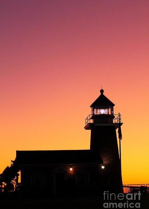 Lighthouse At Dusk Greeting Card featuring the photograph Lighthouse 1 by Theresa Ramos-DuVon