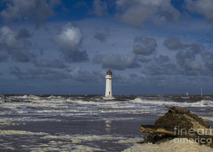Light House Greeting Card featuring the photograph lighthouse at New Brighton by Spikey Mouse Photography