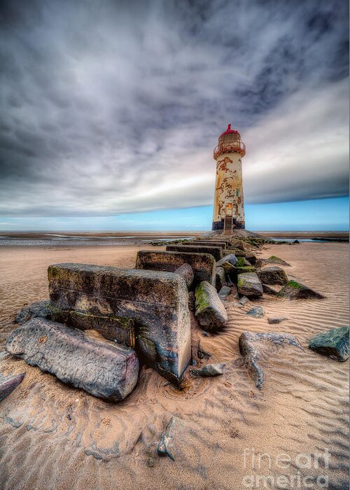 Talacre Greeting Card featuring the photograph Lighthouse at Talacre by Adrian Evans