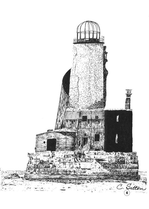 C Sitton Drawing Drawings Greeting Card featuring the drawing Lighthouse by C Sitton