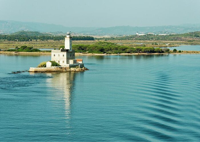 Grass Greeting Card featuring the photograph Lighthouse Of Olbia by Paul Biris