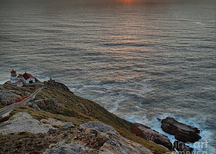 Point Reyes National Seashore Greeting Card featuring the photograph Lighthouse On A Cliff by Adam Jewell