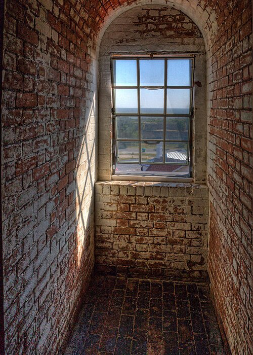 Architecture Greeting Card featuring the photograph Lighthouse Window by Peter Tellone