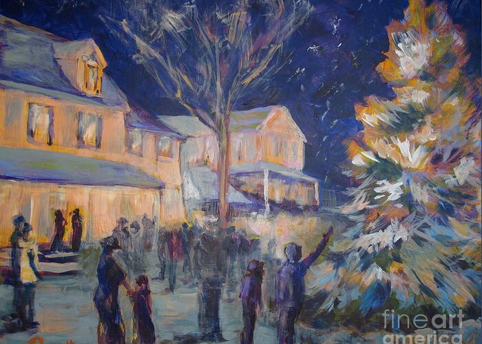 B.rossitto Greeting Card featuring the painting Lighting the Christmas Tree by B Rossitto