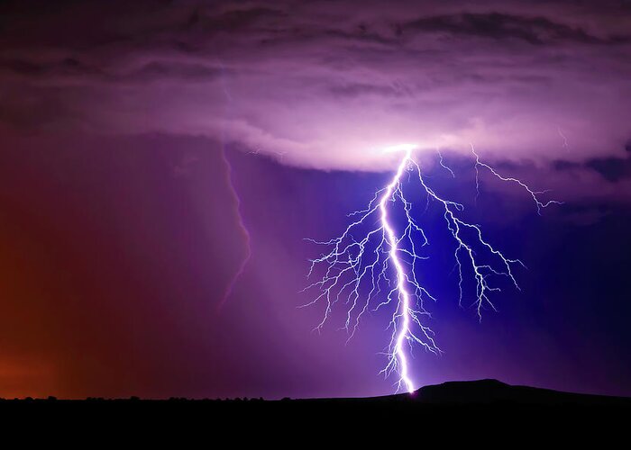 Scenics Greeting Card featuring the photograph Lightning Storm, Arlington, Arizona by Deepdesertphoto