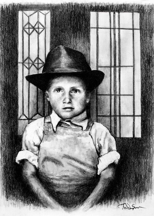 Vintage Greeting Card featuring the drawing Lil Tough Guy by Todd Spaur