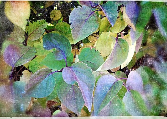 Cameraphone Art Greeting Card featuring the digital art Lilac Leafs 2 by Susan Kinney