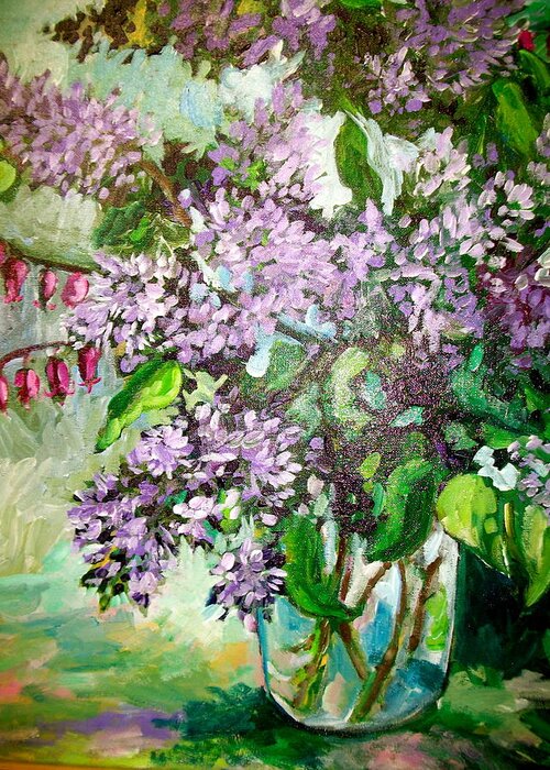 Lilacs Greeting Card featuring the painting Lilacs by Carol Mangano