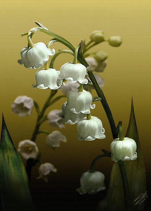 Flowers Greeting Card featuring the digital art Lily of the Valley by M Spadecaller