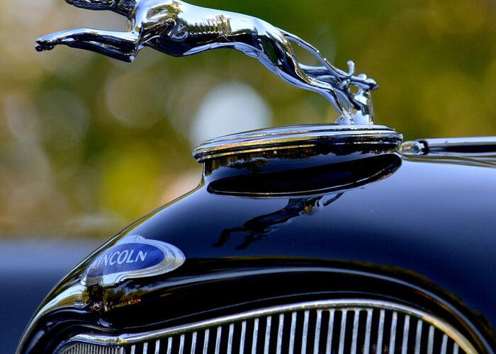 Blue Greeting Card featuring the photograph Lincoln Radiator Cap by Dean Ferreira