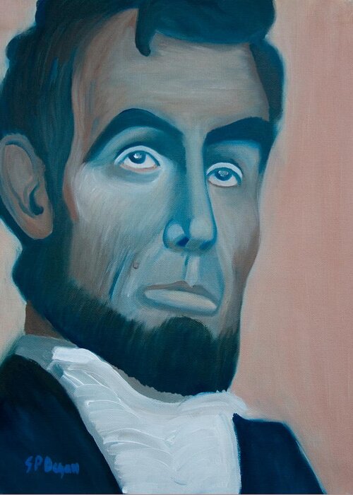 Portrait Greeting Card featuring the painting Lincoln by Stephen Degan