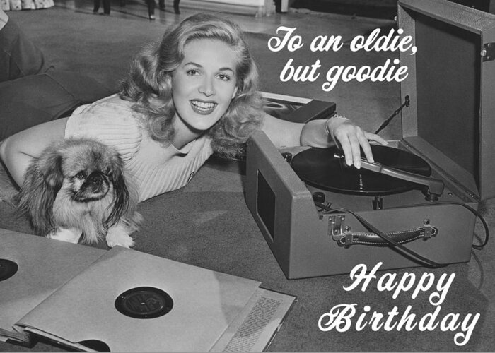 Black And White Greeting Card featuring the photograph Listening To Records Greeting Card by Everett