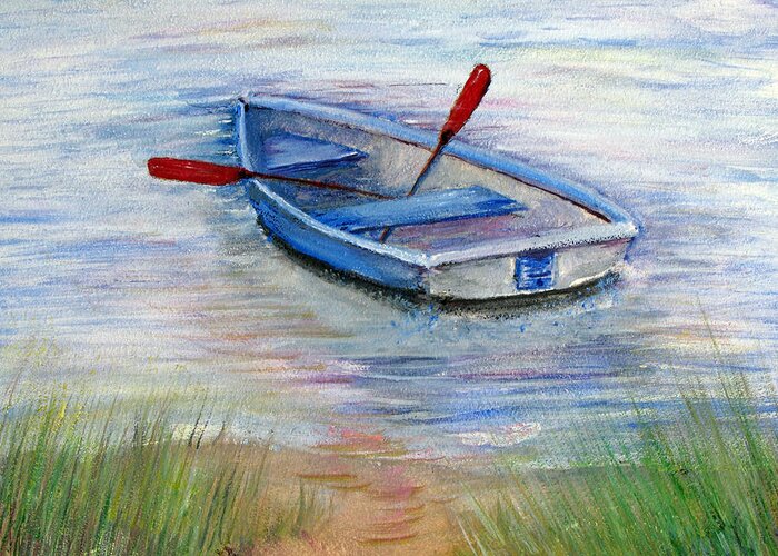 Boat Greeting Card featuring the painting Little Boat by Loretta Luglio