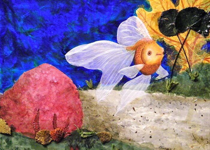 Pond Greeting Card featuring the painting Little Fish Big Pond by Terry Honstead