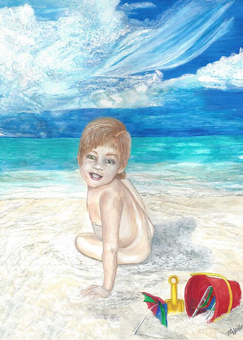 Beach Greeting Card featuring the painting Little Miss Crissy by Toni Willey