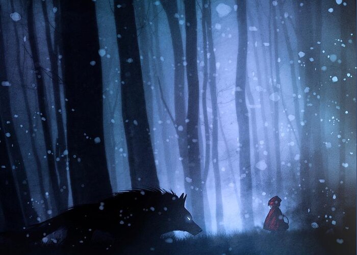 Loup Greeting Card featuring the photograph Little Red Riding Hood by Sebastien Del Grosso