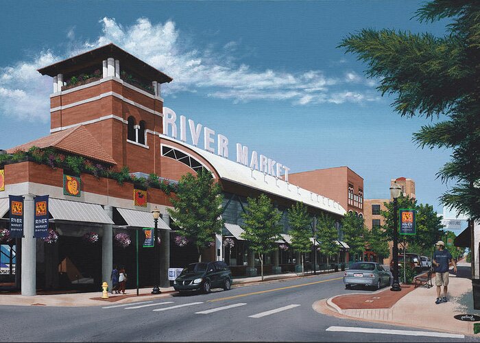 Little Rock Greeting Card featuring the painting Little Rock River Market by Glenn Pollard