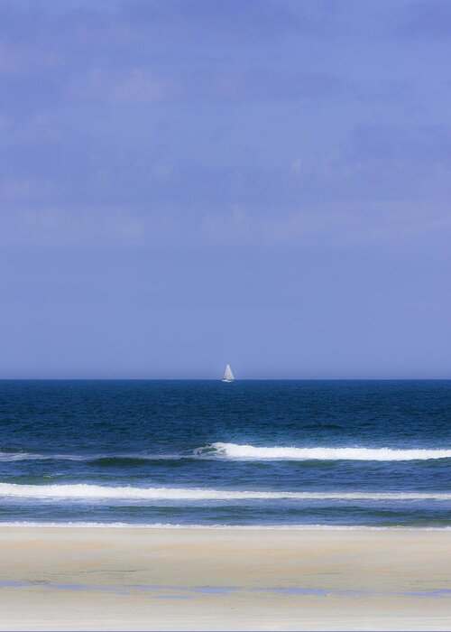Karen Stephenson Photography Greeting Card featuring the photograph Little Sailboat on Calm Sea by Karen Stephenson