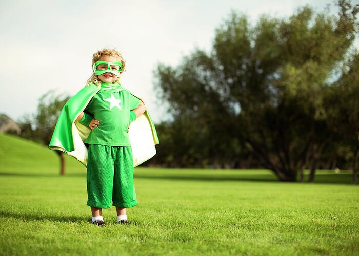 4-5 Years Greeting Card featuring the photograph Little Superhero by Richvintage