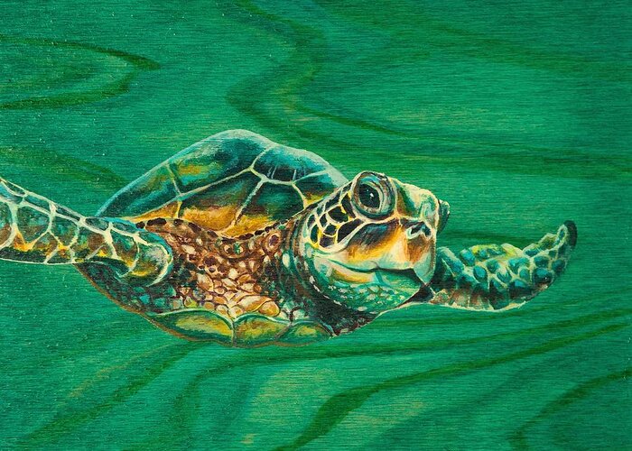 Painting Greeting Card featuring the painting Little Turtle by Emily Brantley