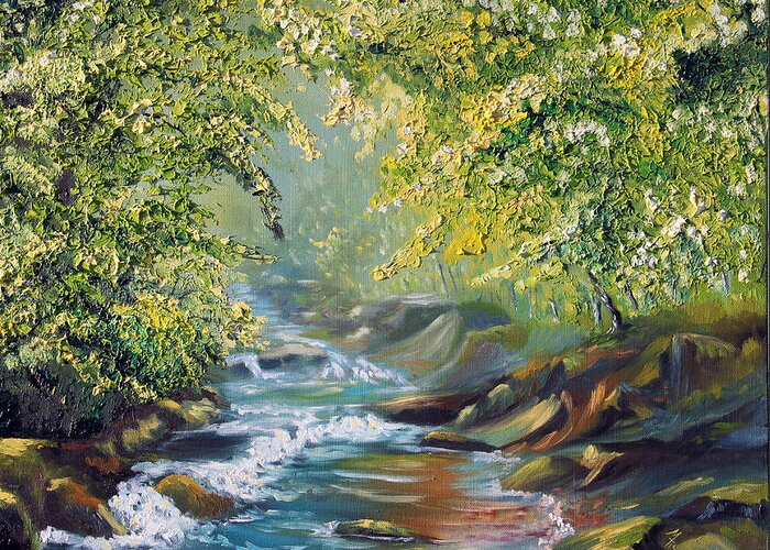 Nature Greeting Card featuring the painting Living Water by Meaghan Troup