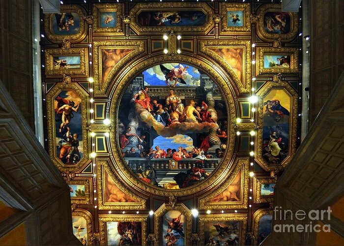 Lobby Greeting Card featuring the photograph Lobby Ceiling - Venetian Hotel by Mark Valentine