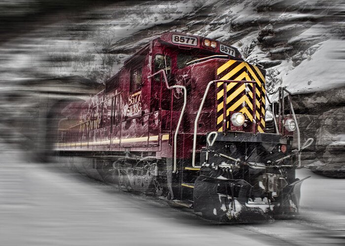 Train Greeting Card featuring the photograph Locomotion by Ellen Heaverlo
