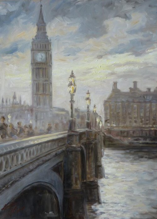 London Greeting Card featuring the painting London Big Ben by Irek Szelag