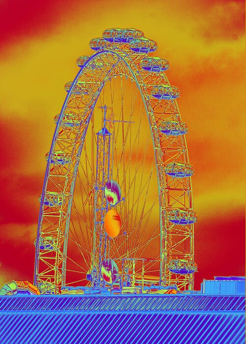 London Greeting Card featuring the photograph London Eye in a Fiery Sky by Richard Henne