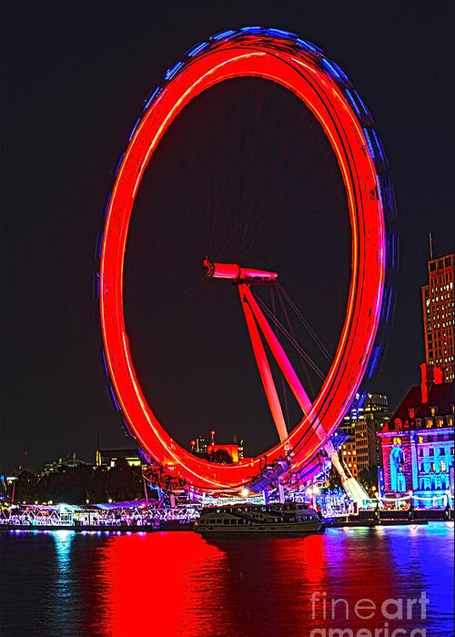 London Greeting Card featuring the photograph London Eye Red by Jasna Buncic