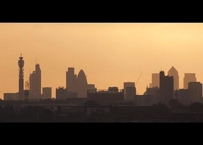 London Greeting Card featuring the photograph #london #skyline Just After #sunrise In by Londonshadow Londonshadow