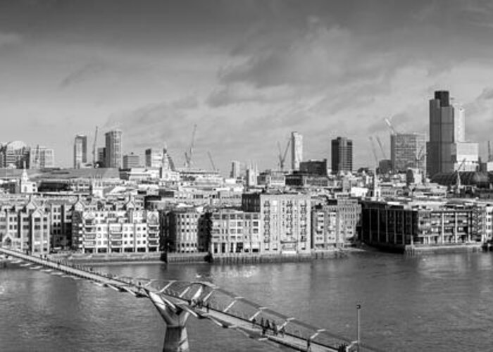 City Of London Greeting Card featuring the photograph London skyline St Paul's and the City black and white version by Gary Eason