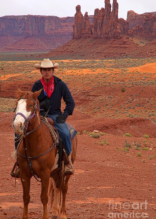 Red Soil Greeting Card featuring the photograph Lone Rider by Jim Garrison