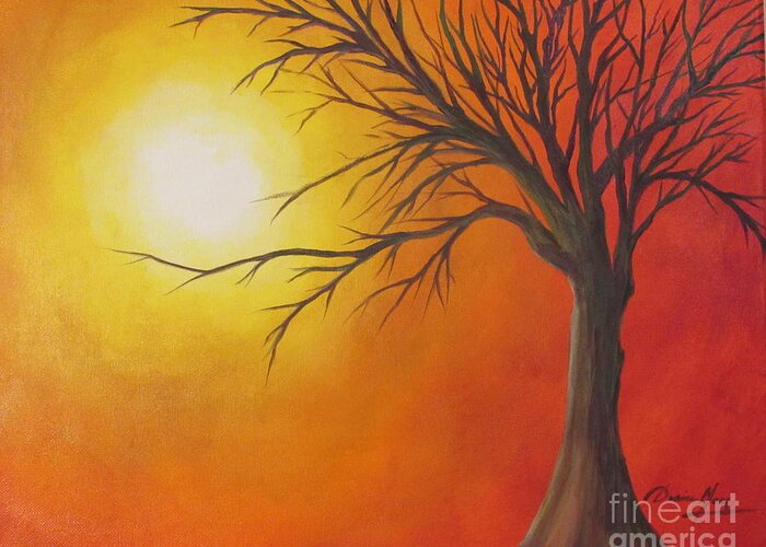 Tree Greeting Card featuring the painting Lone Tree by Denise Hoag
