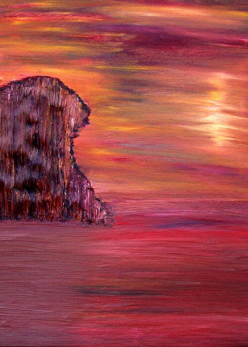 Oil Greeting Card featuring the painting Lonely Rock by Vadim Levin