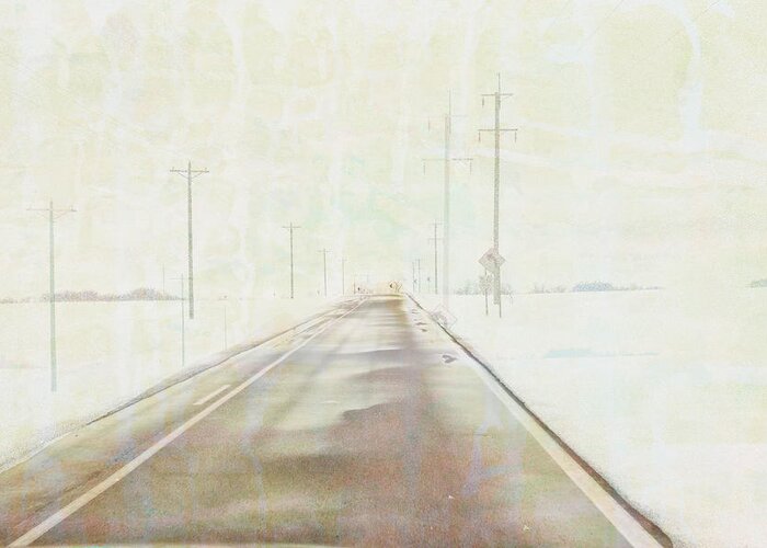 Snow Greeting Card featuring the digital art Lonely Winter Road by Susan Stone