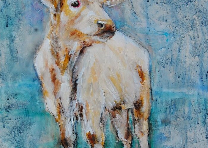 Cow Greeting Card featuring the painting Loner by Jean Cormier